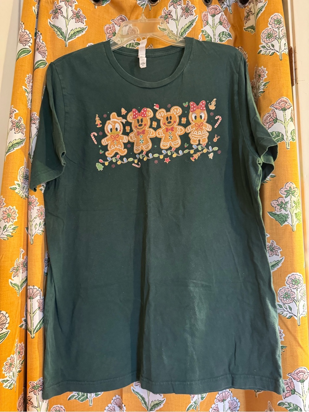 Gildan Dark Green Short-Sleeve Tee with Gingerbread Character Graphic
